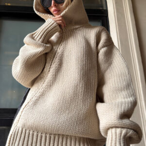 Solid Color Asymmetric Zipper Loose Sweater